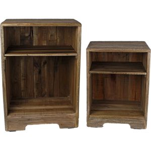 Meubels - Set Van 2 Bijzettafel ""mees"" Naturel Hout 45x30x65cm