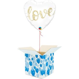 Helium Ballon Hart gevuld met helium - Valentijnsdag - Cadeauverpakking - Love Glitter - Hartjes Folieballon - Helium ballonnen Valentijnsdag