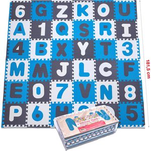 Puzzelmat XXL met 86 stukjes voor kinderen, antislip EVA - speelmat, aan elkaar te bevestigen inclusief randdelen 30 x 30 x 1 cm - kindertapijt, puzzel met cijfers en letters inclusief tas