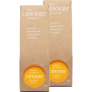 The Lekker Company deodorant crème mandarijn & citroen duoverpakking