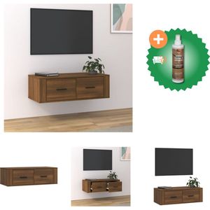 vidaXL Tv-hangmeubel 80x36x25 cm bewerkt hout bruineikenkleurig - Kast - Inclusief Houtreiniger en verfrisser