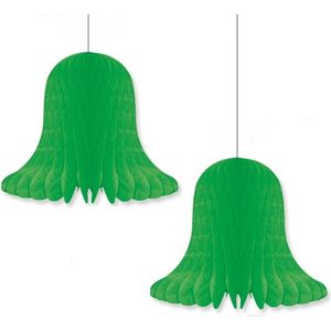 8x Groene decoratie klokken/kerstklokken lampionnen 20 cm - feestversiering/kerstversiering