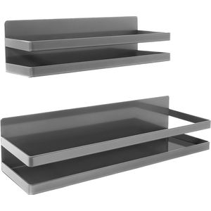 Uten Magnetisch Kruidenrek Ophangbaar - Kruiden Organizer - 2 Keukenrekken - Spice Rack - Helder Grijs