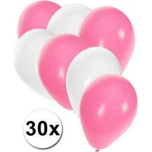 Ballonnen  Licht roze/ Wit 30 stuks, 100 % Biologische afbreekbaar,  Geboorte meisje,  Feest, Themafeest, Verjaardag