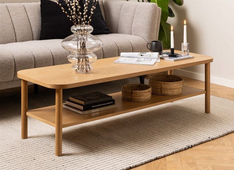 Salontafel Rechthoek - Naturel Eiken Fineer - 150x50x42cm - Giga living