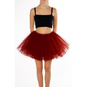 KIMU® Tutu Donkerrood Tule Rokje - Maat XS S - 140 146 152 158 164 - Donkerrode Petticoat Rok Dames - Onderrok Ballerina Meisje Roodkapje Festival
