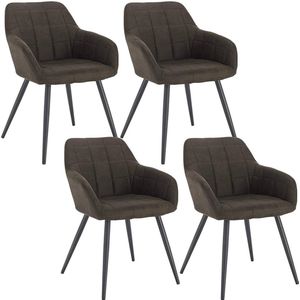 Rootz Set van 4 eetkamerstoelen - Comfortabele zitting - Stevig ontwerp - Vloerbescherming - Schuim met hoge dichtheid - Metalen frame - 49 cm x 43 cm