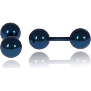 LGT Jewels Stud oorbellen Dubbel Bol 6mm Blauw