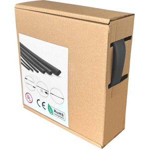 Kortpack - krimpkous op rol - Diameter: 16mm - 4:1 - 8mtr per rol - Zwarte kleur - Duurzaam polyolefine - (098.0537)