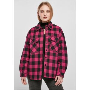 Urban Classics - Flanell Padded Overshirt Blouse - L - Zwart/Roze