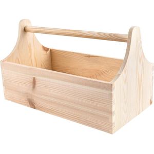 Houten Gereedschapskist met Handvat - Organizer voor Gereedschap - 1 stuk - Natuurlijke Kleur - Hout - 34 x 18 x 20,5 cm