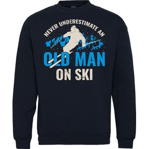 Sweater Old Man On Ski | Apres Ski Verkleedkleren | Fout Skipak | Apres Ski Outfit | Navy | maat 3XL