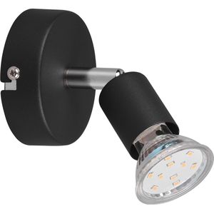 LED Wandspot - Trion Pamo - GU10 Fitting - 1-lichts - Rond - Mat Zwart - Aluminium