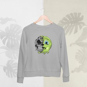 Feel Free - Halloween Sweater - Smiley: Misselijk gezicht - Maat L - Kleur Grijs