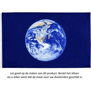 Vlag 150x90CM - Wereldvrede - Blauwe Aarde Dag Vlag - World Peace - Earth Day - Wereldbol - Planeet - Polyester - Flag