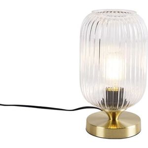 QAZQA banci - Art Deco Tafellamp - 1 lichts - H 240 mm - Goud/messing - Woonkamer | Slaapkamer | Keuken