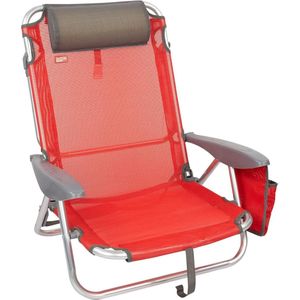 Strandstoel opvouwbaar - 67 x 67 x 76 cm - Rood - Ligstoel 4 posities - Draaggreep