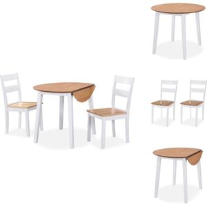 vidaXL Eetkamerset - Eetkamersets - Eetkamer Set - Eetkamer - Eetkamerset MDF en rubberwood wit 3-delig