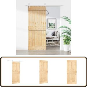 vidaXL Schuifdeurset - Massief Grenenhout - 85x210 cm Schuifdeur - Massief Hout - Grenenhout - Schuifsysteem - Binnendeur