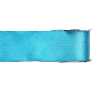 1x Hobby/decoratie turquoise satijnen sierlinten 2,5 cm/25 mm x 25 meter - Cadeaulint satijnlint/ribbon - Striklint linten