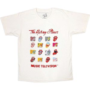 MTV - Rolling Stones Logo Mashup Heren T-shirt - L - Wit