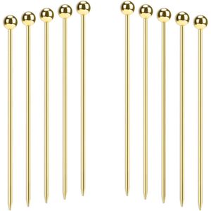 10 stks Rvs Cocktail Sticks Fruit Sticks Herbruikbaar Drink Picks Voorgerecht Tandenstokers Martiniglas Picks