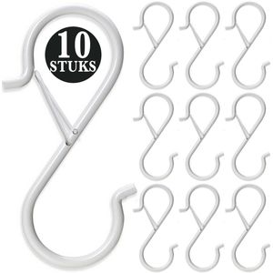 10 Stuks Wit Metaal S Haken met Veiligheidssluiting - 10cm Lengte - Ophanghaken - Haakjes voor Keuken, Badkamer & Tuin - Kledinghangers - Jashaak Hangers - Handdoekhaakjes - Keukengerei Organizer Haak - Kapstok S-haken - Vleeshaken - Muurhaak
