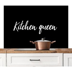 Spatscherm keuken 120x80 cm - Kookplaat achterwand Kitchen queen - Keuken - Spreuken - Quotes - Vrouw - Muurbeschermer - Spatwand fornuis - Hoogwaardig aluminium