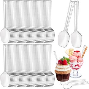 Herbruikbare mini-lepel - 8 cm lang - Transparant - Voor pudding, dessert, mousse - Party