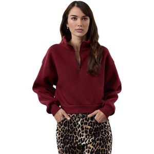 Trendyol Claret Red Casual Cut Crop Ritssluiting Opstaande Kraag Dikke Polar Fleece Gebreide Sweatshirt Twoaw24Sw00221