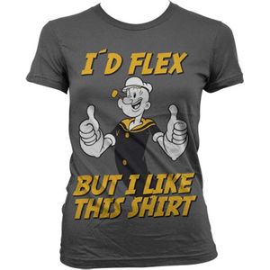 Popeye Dames Tshirt -L- I'd Flex Grijs