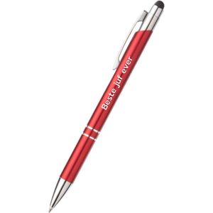 Akyol - beste juf ever pen - rood - gegraveerd - Juf - collega - pen met tekst - leuke pennen - grappige pennen - werkpennen - stagiaire cadeau - cadeau - bedankje - afscheidscadeau collega - welkomst cadeau - met soft touch
