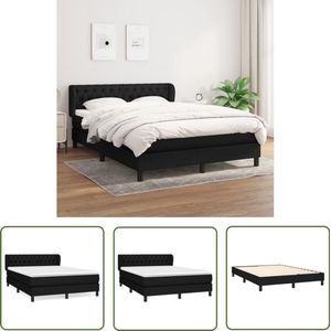 vidaXL Boxspring Zwart 140x190 cm Inclusief Matras Boxspringbed - Boxspring - Tweepersoonsbed - Pocketed Spring Mattress - Medium Firm Mattress