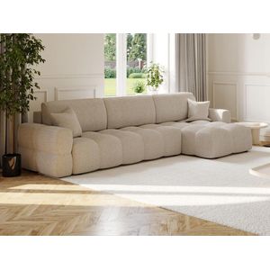 Hoekslaapbank met omkeerbare hoek van beige stof met textuur ISSORO L 286 cm x H 80 cm x D 169 cm