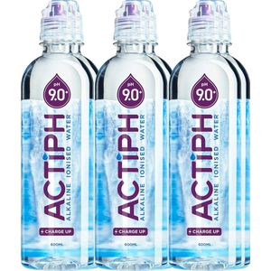 ACTIPH 600ml - 6 stuks - Gezuiverd met elektrolyten Schone en zachte smaak ACTIPH-water - Alkalisch geïoniseerd bronwater pH9+ - Voordeelverpakking