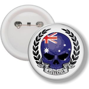Button Met Speld - Schedel Vlag Australië