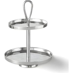 Dulaire Etagere Zilver Modern 2 laags 36 cm