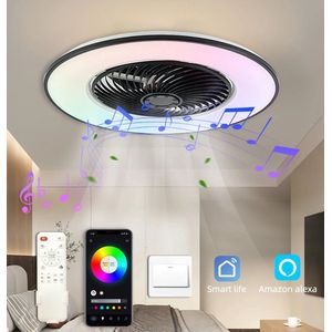 Moderne Plafondventilator LED RGB met App - Met Ventilator en RGB Verlichting - Bestuurbaar via App - Winter- en Zomerstand voor Volledige Kamerluchtcirculatie - Inclusief Afstandsbediening en App - Kleur: Wit