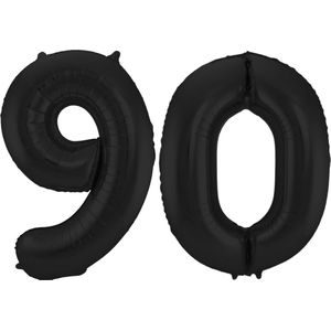 Folat Folie ballonnen - 90 jaar cijfer - zwart - 86 cm - leeftijd feestartikelen