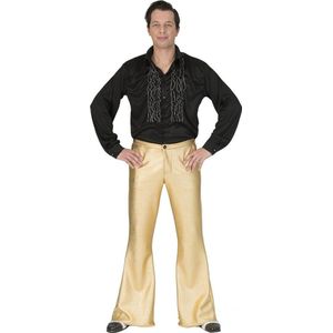 Funny Fashion - Glitter & Glamour Kostuum - Glanzend Gouden Disco Godheid Broek Man - Goud - Maat 52-54 - Carnavalskleding - Verkleedkleding