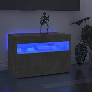 The Living Store Tv-meubel met LED-verlichting 60x35x40 cm betongrijs - Tv-meubel - Led-verlichting - Beton Grijs - Houten Meubilair - Modern Tv-meubel