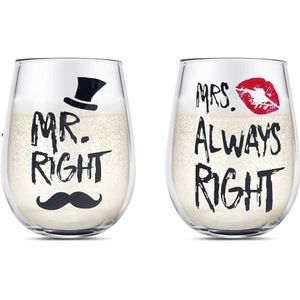 Set Stemloze Wijnglazen voor Koppels – Perfect Cadeau voor Valentijnsdag, Verloving, en Bruiloft