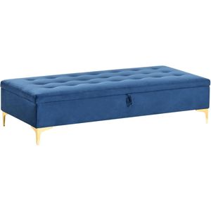 ABERDEEN - Ottomaan met opbergruimte - Marineblauw - Fluweel