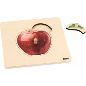 Nienhuis Montessori Kinderpuzzel Appel - Houten speelgoed - Houten puzzel - Educatief speelgoed - Fruit puzzel - 3 stukjes - Vanaf 2 jaar