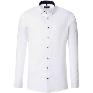 Redmond slim fit overhemd - popeline - wit dessin - Strijkvriendelijk - Boordmaat: 41 - 42
