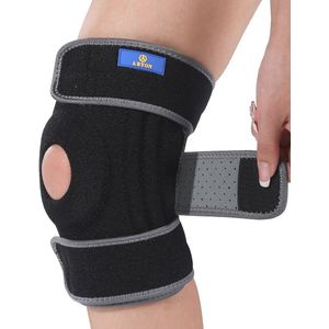 Kniebrace met zijdelingse stabilisatoren en verstelbare riemen voor verlichting van gewrichtspijn en ondersteuning bij tendinitis en meniscusscheur