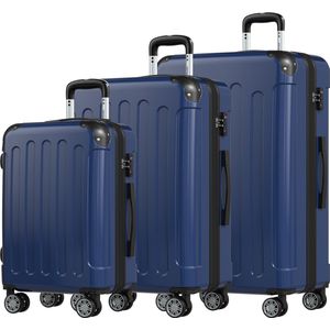 TRVLMORE Kofferset - 3 Delig - 45L Handbagage + 75L en 115L Ruimbagage - TSA Slot - Lichtgewicht - Reiskoffer set - Donkerblauw