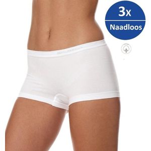 Brubeck Dames Ondergoed Boxershorts - Naadloos Elastisch Katoen 3-Pack - Wit - S