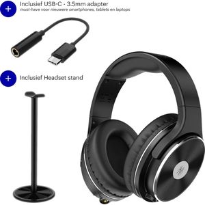 OneOdio Studio HiFi Zwart + USB-C naar 3.5mm adaptor + headset houder