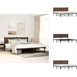 vidaXL Bedframe - Bedframes - Tweepersoonsbed - Bed - Bedframe zonder matras metaal bruin eikenkleur 180x200 cm